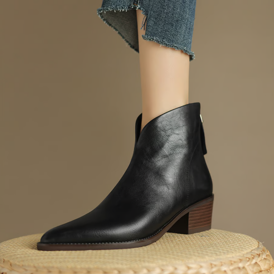 Maria - Ghete de lux până la gleznă cu toc jos