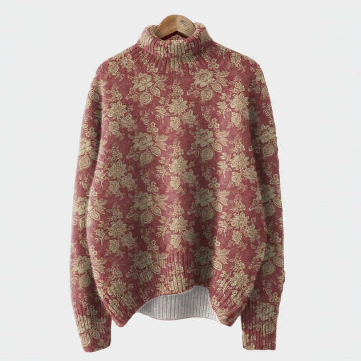 Ana | Pulover cu guler înalt și imprimeu de trandafiri