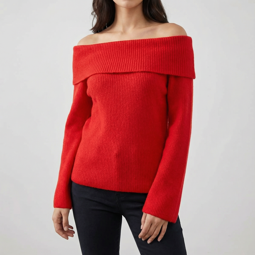 Pulover elegant cu guler căzut