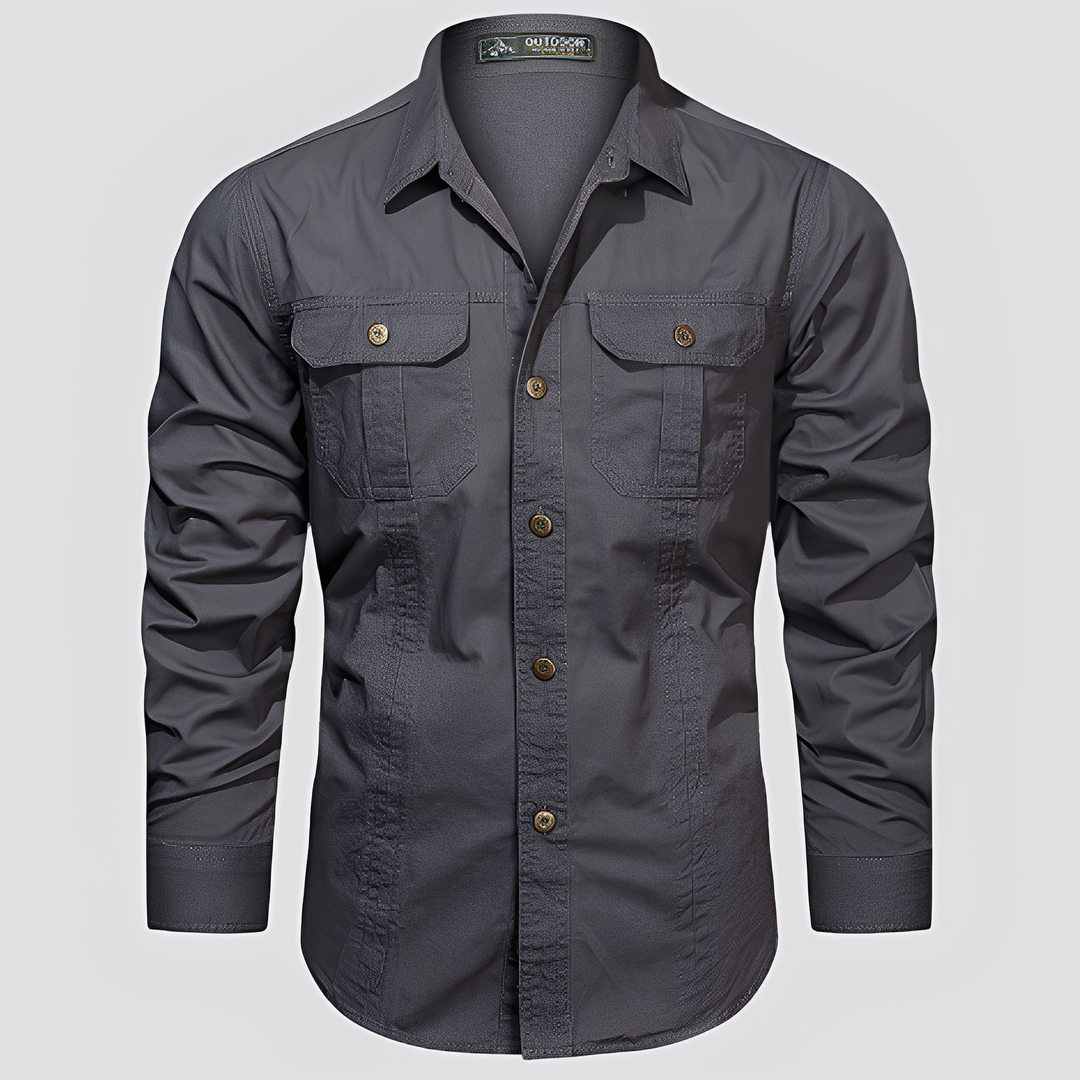 Ranulph - Cămașă bărbătească cu buzunare și mâneci lungi
