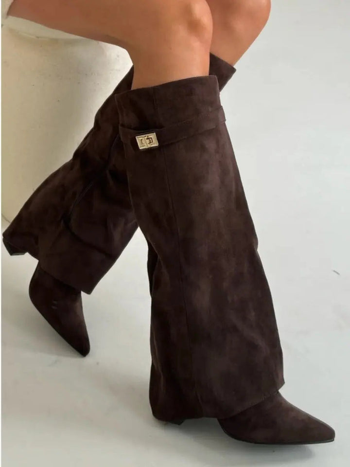 Alina - Botine Înalte cu Toc Elegant