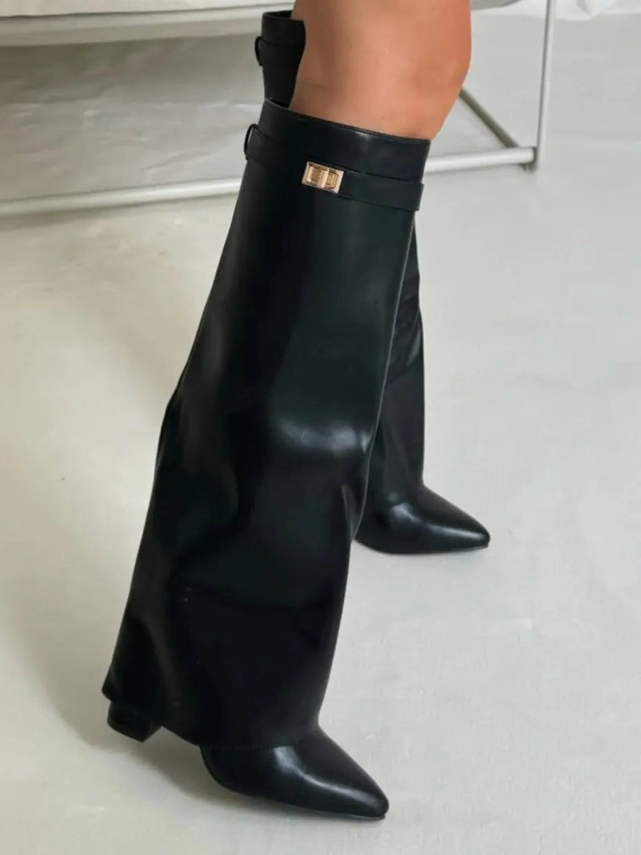 Alina - Botine Înalte cu Toc Elegant