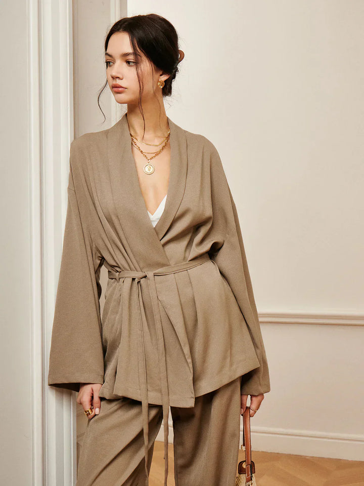 Set de Pantaloni Împăturiti cu Curea pentru Timp Liber