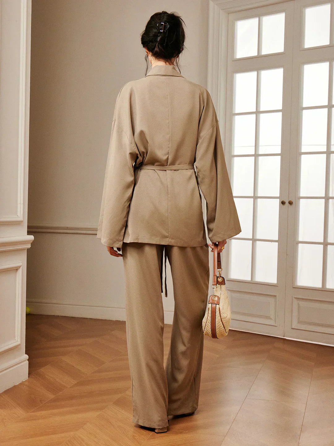 Set de Pantaloni Șifonați cu Curea pentru Îmbrăcăminte Casual