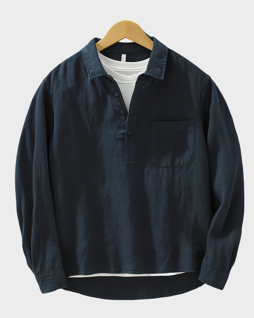 Antuan - Cămaşă Confortabilă cu Buzunar Frontal