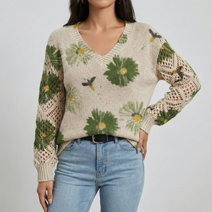 Nia - Pulover Floral Elegant