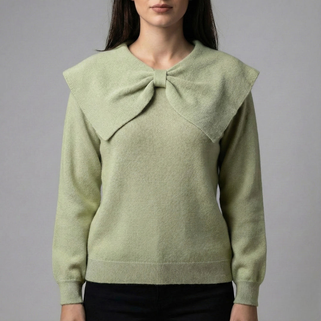 Pulover cu guler cu fundă