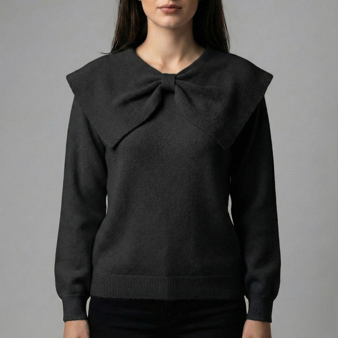 Pulover cu guler cu fundă