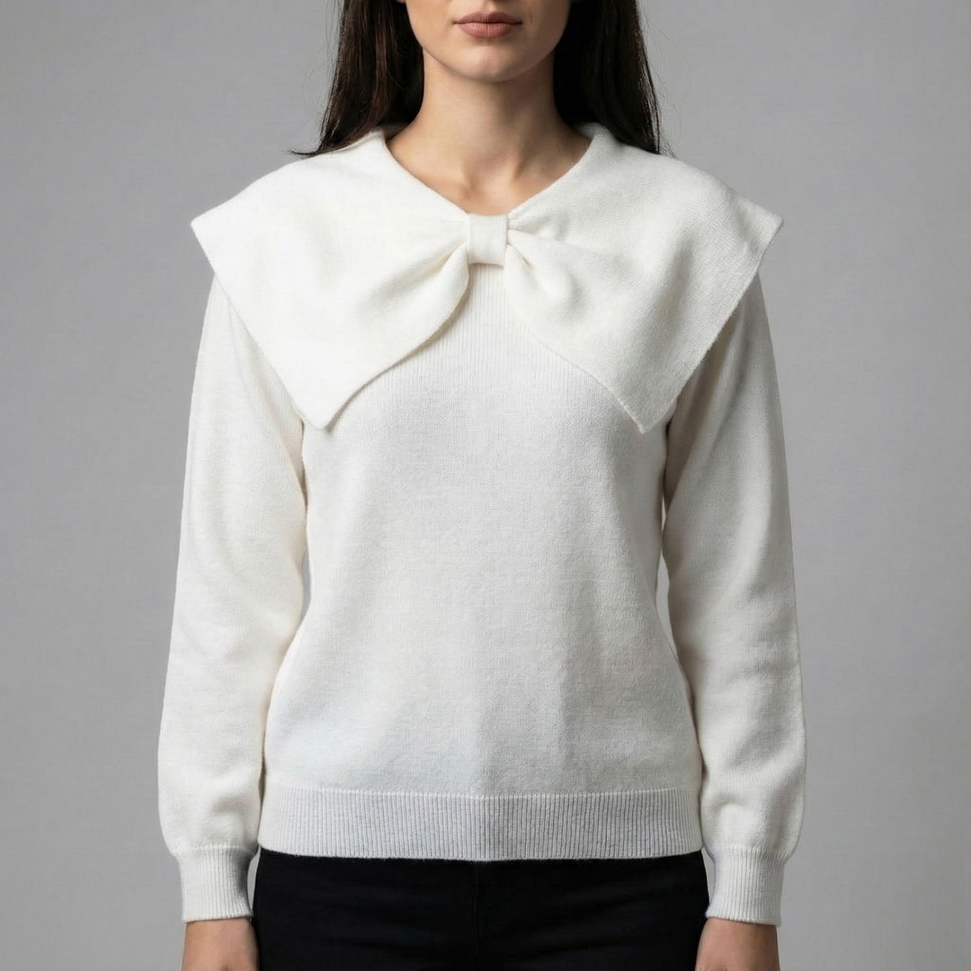 Pulover cu guler cu fundă