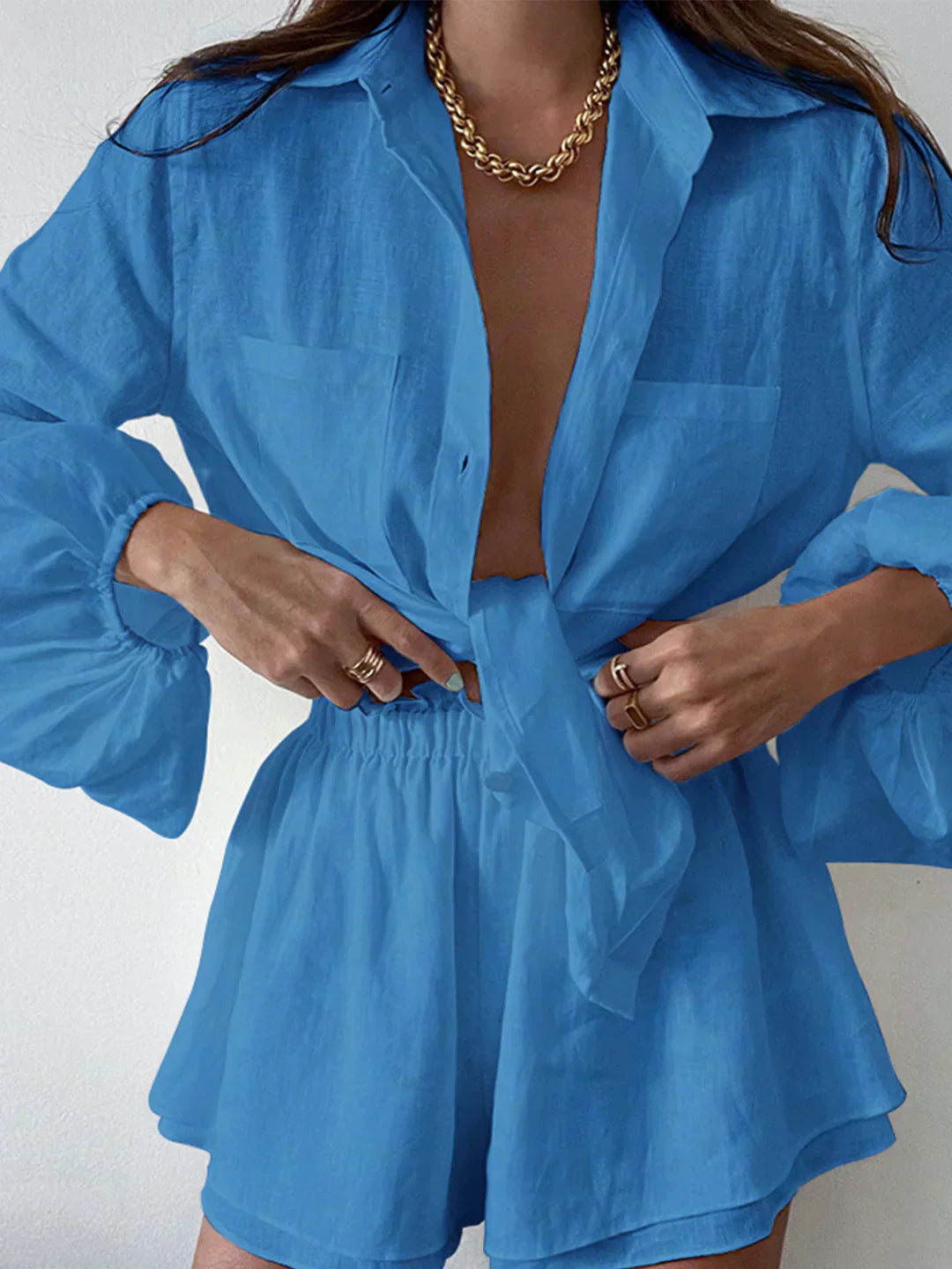 Set de pantaloni scurți din două piese, căptușit dublu, Egean