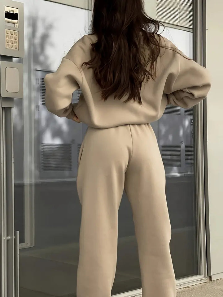 Set Casual Asortat cu Glugă și Culoare Solidă