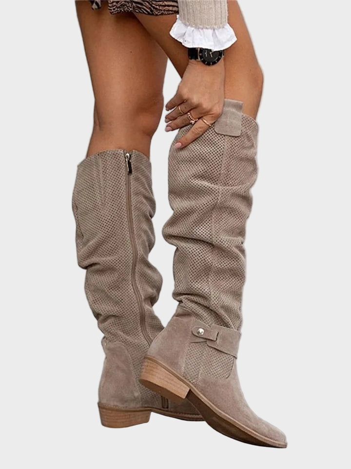 Noemi - Cizme Slouchy din piele de căprioară