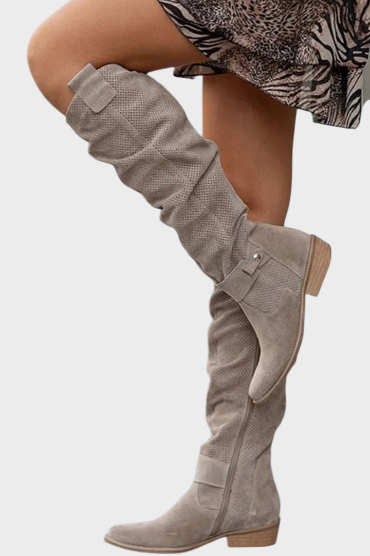 Noemi - Cizme Slouchy din piele de căprioară