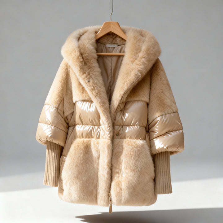 Larisa - Palton pufos supradimensionat cu glugă