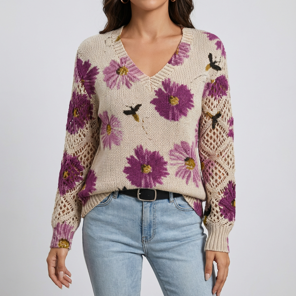 Nia - Pulover Floral Elegant