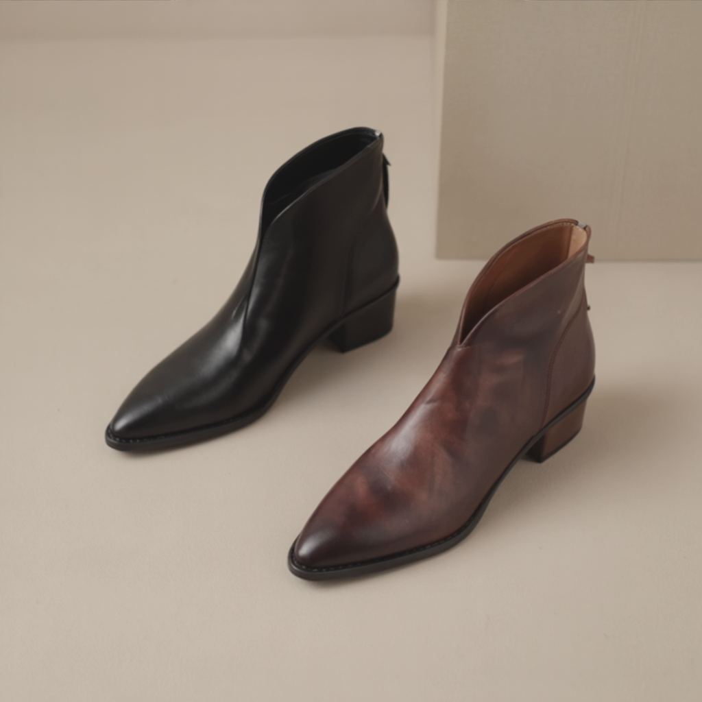 Maria - Ghete de lux până la gleznă cu toc jos