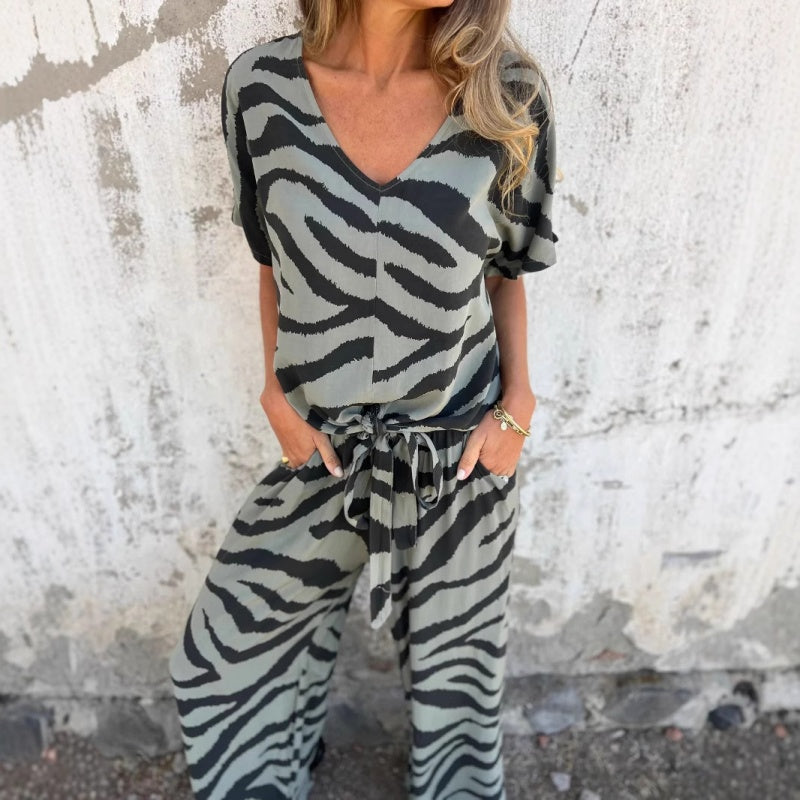 Evelina | Top și Pantaloni cu Print Zebra
