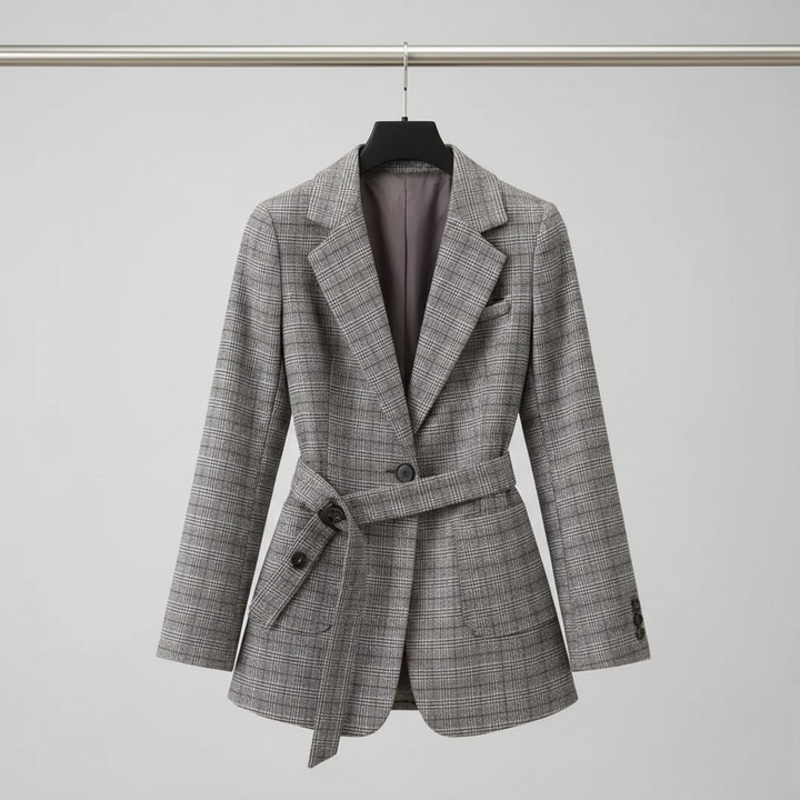 Sacou în carouri cu curea