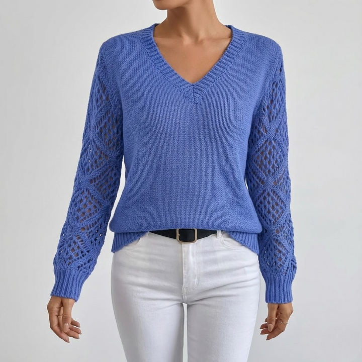 Pulover cu Mâneci Ajurate