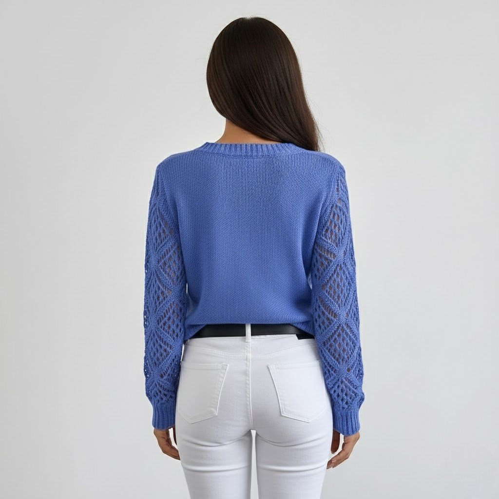 Pulover cu Mâneci Ajurate