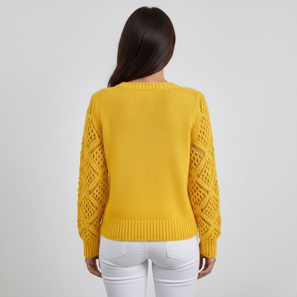 Pulover cu Mâneci Ajurate