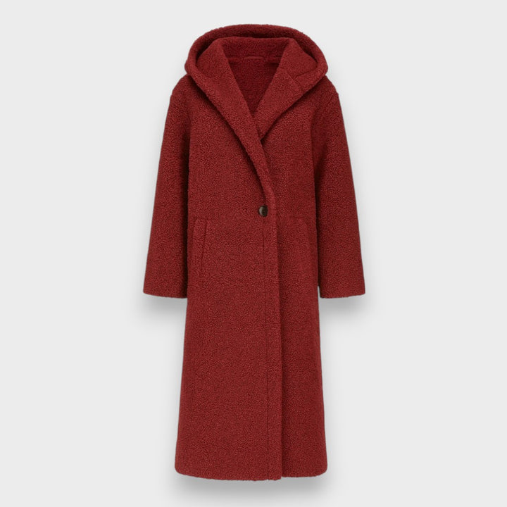 Maria - Palton Lung Teddy cu Glugă