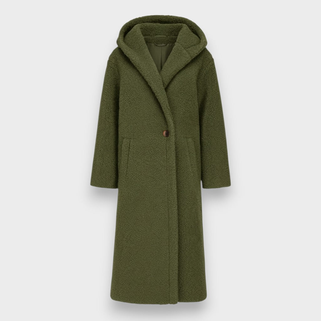 Maria - Palton Lung Teddy cu Glugă