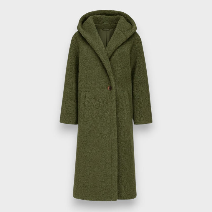 Maria - Palton Lung Teddy cu Glugă