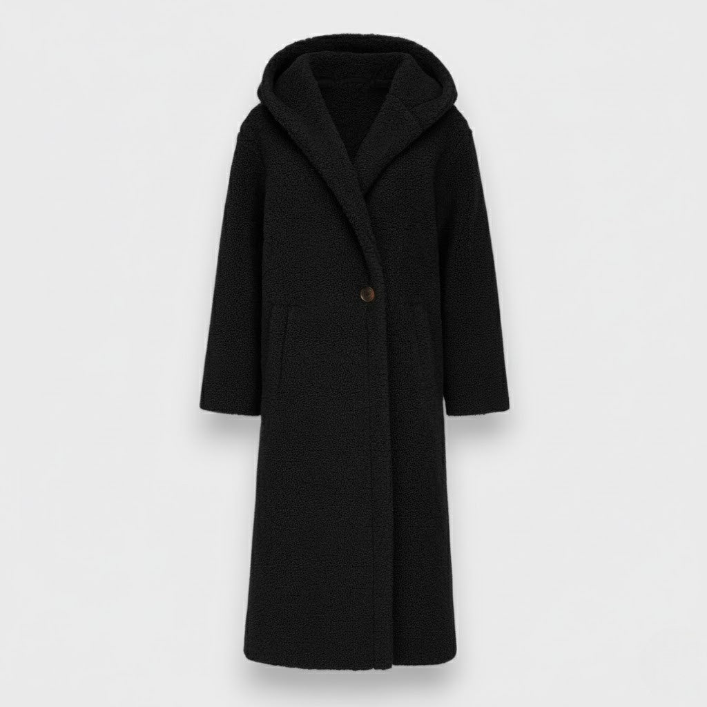 Maria - Palton Lung Teddy cu Glugă