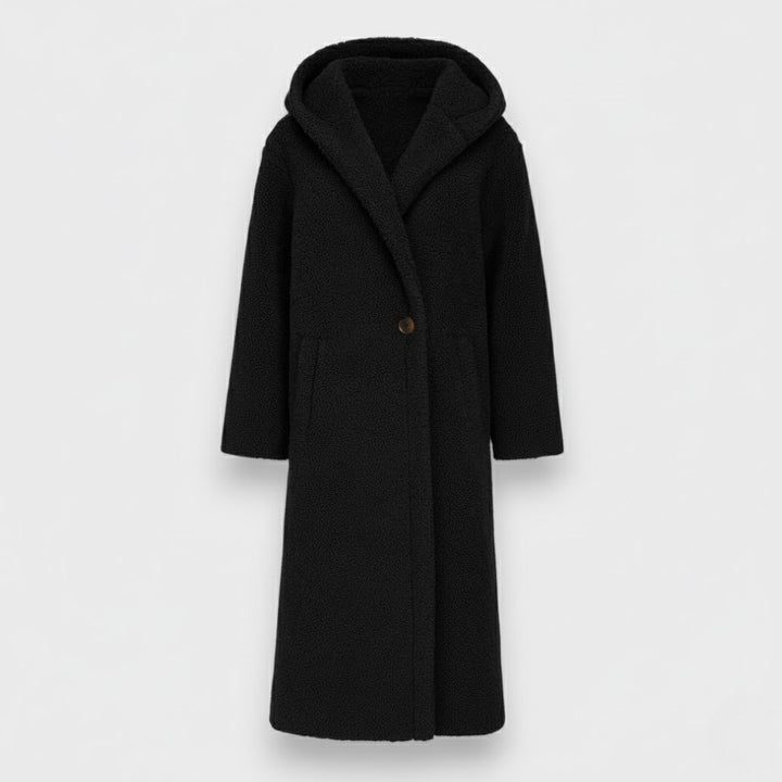 Maria - Palton Lung Teddy cu Glugă