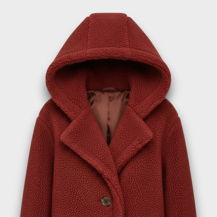 Maria - Palton Lung Teddy cu Glugă