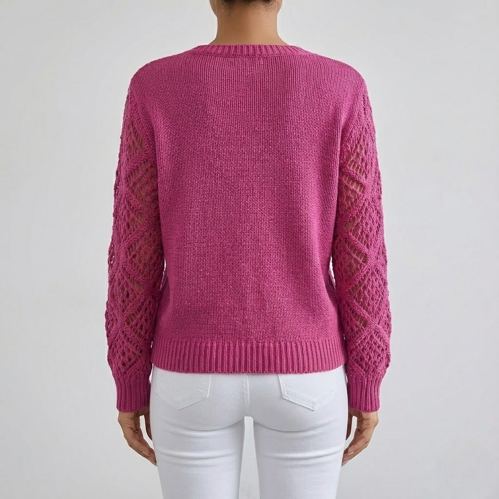 Pulover cu Mâneci Ajurate