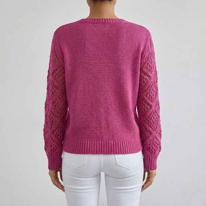 Pulover cu Mâneci Ajurate