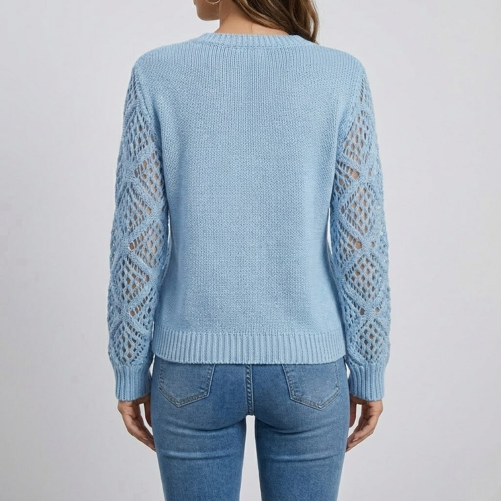 Pulover cu Mâneci Ajurate