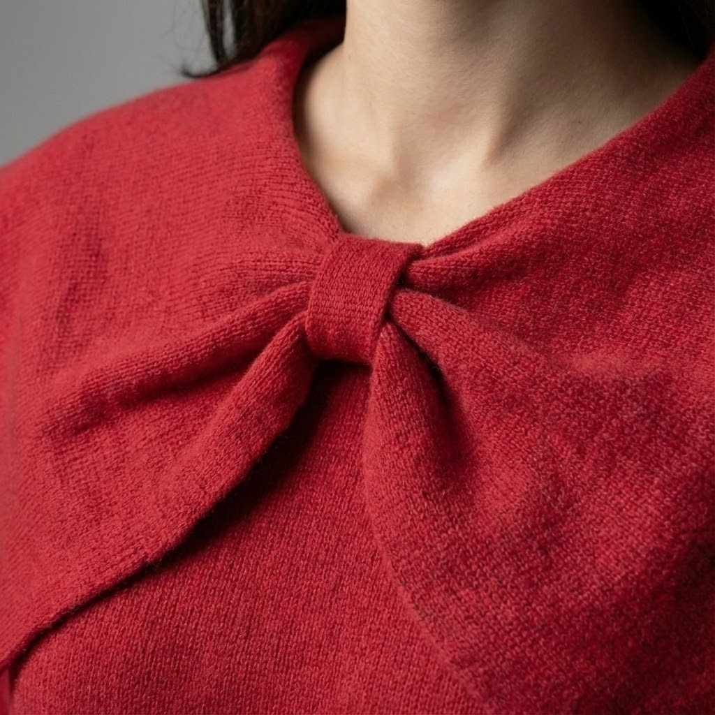 Pulover cu guler cu fundă