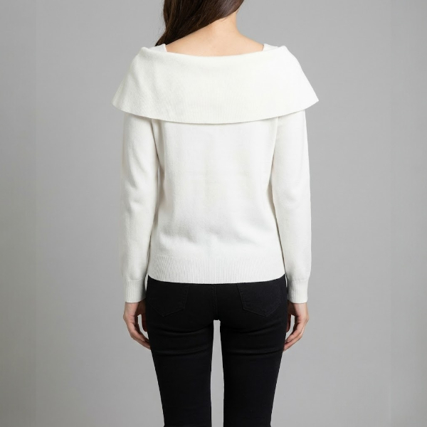 Pulover elegant cu decolteu cu fundă