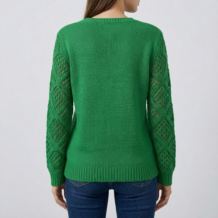 Pulover cu Mâneci Ajurate