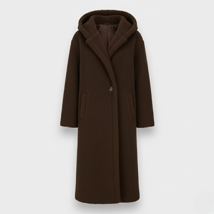 Maria - Palton Lung Teddy cu Glugă