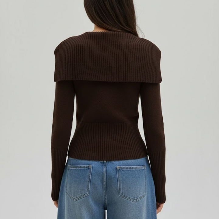 Pulover casual cu guler rotund