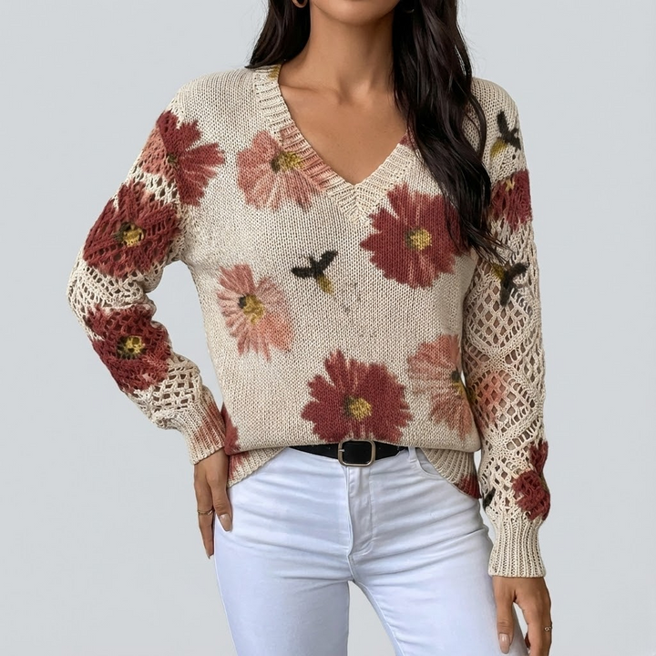 Nia - Pulover Floral Elegant