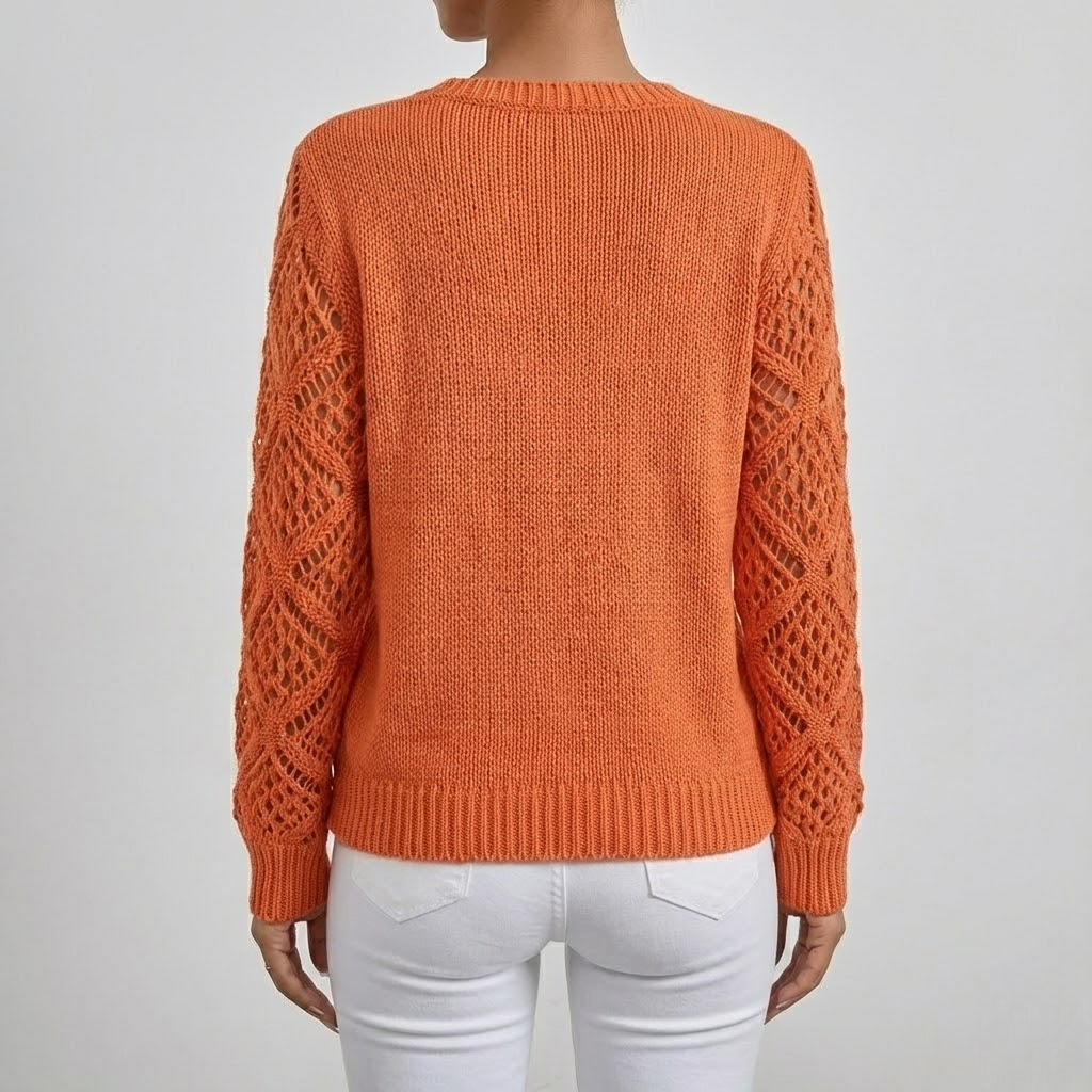 Pulover cu Mâneci Ajurate